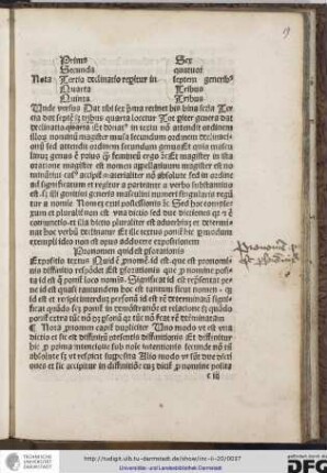 Expositio textus: quid est pronomen id est que est pronominis diffinitio