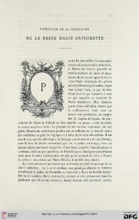 2. Pér. 20.1879: Inventaire de la collection de la reine Marie-Antoinette