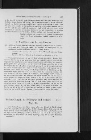Verhandlungen zu Schleswig und Gottorf. - 1417 Aug. 25.