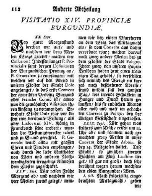 Visitatio XIV. Provinciæ Burgundiæ