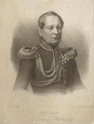 König Wilhelm I. von Württemberg in Uniform mit Orden, Brustbild in Halbprofil