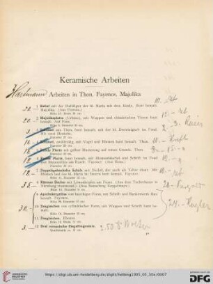 Keramische Arbeiten (Nr. 1-163)