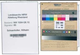 Entnazifizierung Wilhelm Schoenhofen , geb. 06.01.1898 (Chemo.Techniker)
