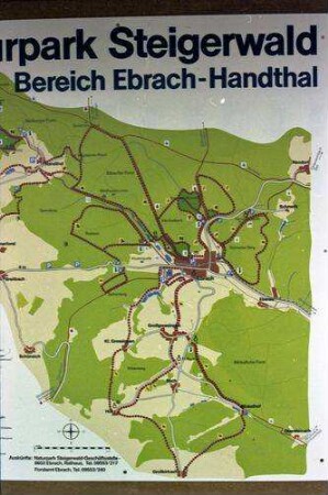 Ebrach: Landkarte im Schaukasten, Naturpark Steigerwald