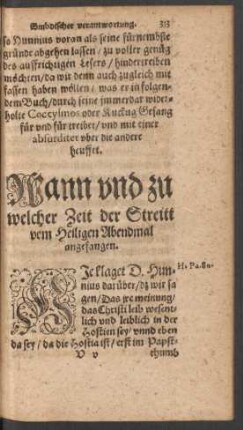 Wann und zu welcher Zeit der Streitt vom Heiligen Abendmal angefangen.