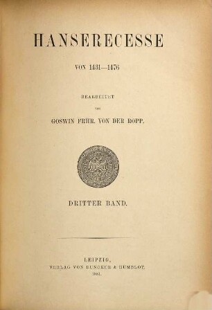 Hanserecesse, 2,3. Von 1431 - 1476 ; Bd. 3, [1443 - 1451]