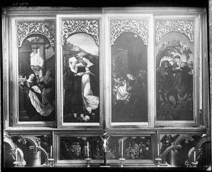 Freiburg Münster Hochaltar von Hans Baldung Grien (um 1512/1516) Verkündigung, Heimsuchung, Geburt Christi und die Flucht nach Ägypten und Predella