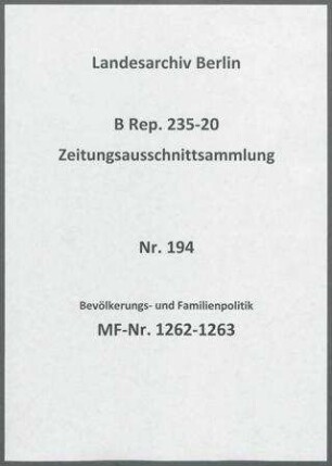 Bevölkerungs- und Familienpolitik