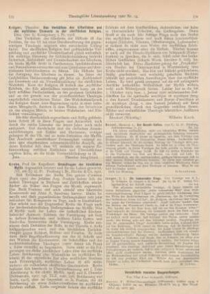 Verzeichnis neuester Besprechungen