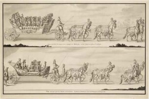 Wagen der Musiker, Sängerinnen und Sänger beim Venusfest 1719 im Großen Garten