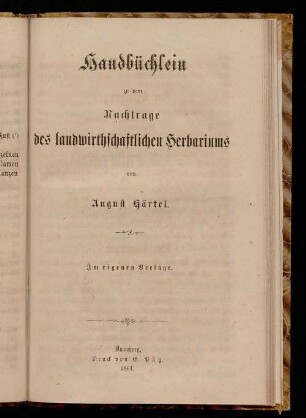 Handbüchlein zu dem Nachtrage des landwirthschaftlichen Herbariums