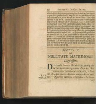 Sectio V. De Nullitate Matrimonii.