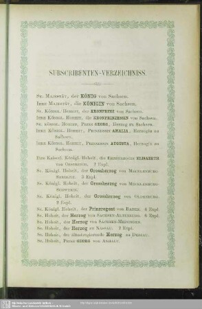 Subscribenten-Verzeichniss