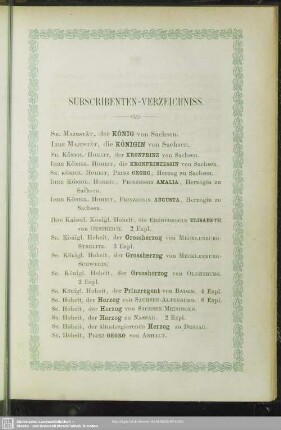 Subscribenten-Verzeichniss