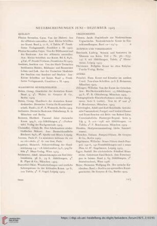 Neuerscheinungen Juni-Dezember 1925