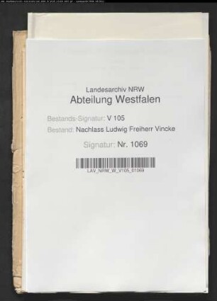 Abschriften von Denkschriften Vinckes