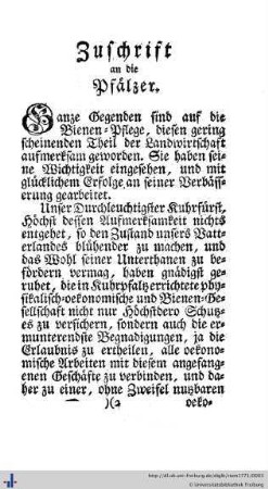 Zuschrift an die Pfälzer.