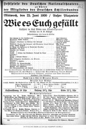 Wie es Euch gefällt