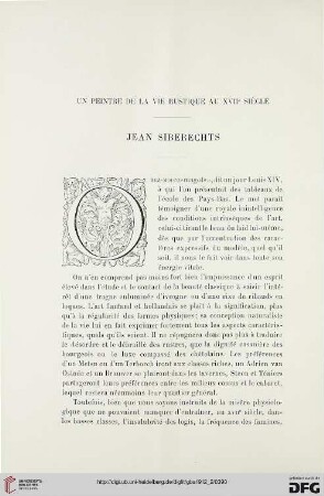 4. Pér. 8.1912: Un peintre de la vie rustique au XVIIe siècle : Jean Siberechts