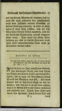 Andenken an Jesum