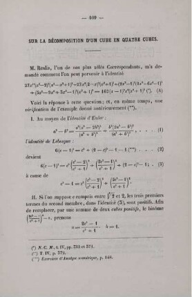 Sur la décomposition d´un cube en quatre cubes.