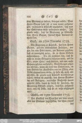 Gock, am 26ten November 1758.