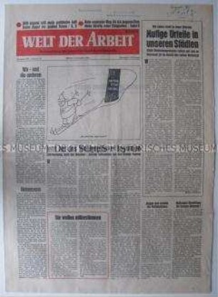 Wochenzeitung des Deutschen Gewerkschaftsbundes "Welt der Arbeit" u.a. zur Mitbestimmung