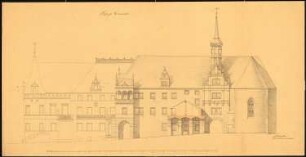 Schloss Carolath bei Beuthen/Oder Umbau: Aufriss Hofseite, Maßstabsleiste
