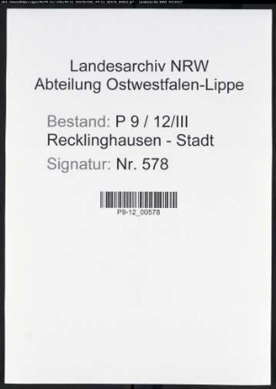 Sterberegister Standesamt III Recklinghausen-Stadt