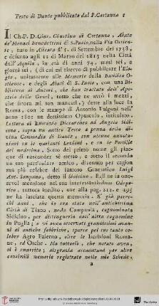 Testo di Dante pubblicato dal P. Costanzo [...]