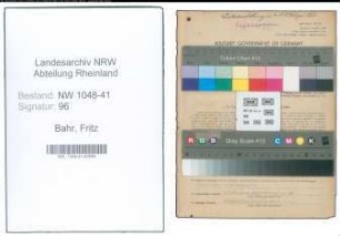 Entnazifizierung Fritz Bahr , geb. 30.11.1896 (Polizist)