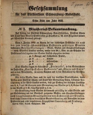 Gesetzsammlung für das Fürstenthum Schwarzburg-Rudolstadt. 13, 13. 1852
