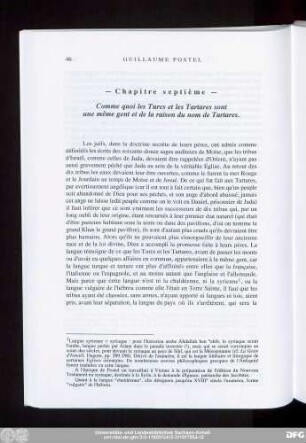- Chapitre septième - Comme quoi les Turcs et les Tartares sont une même gent et de la raison du nom de Tartares.