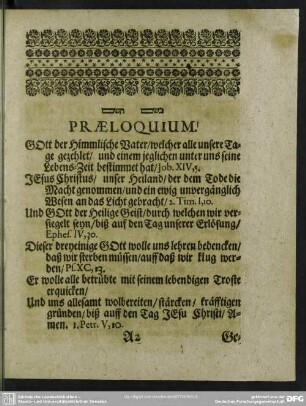 Leichenpredigt : Christliche Leichenpredigt, Praeloquium, Leichen-Text, [Eingang], Tractatio