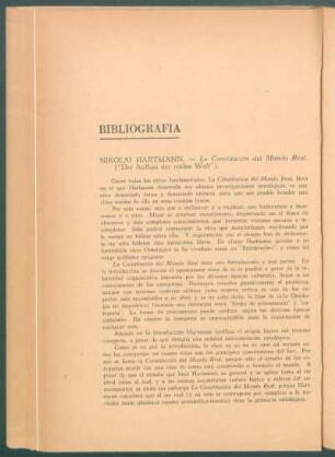 "La Constitución del Mundo Real", por Nikolai Hartmann