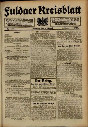 Ausgabe vom Dienstag, den 11. August 1914.
