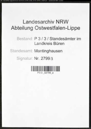 Sterberegister Standesamt Mantinghausen