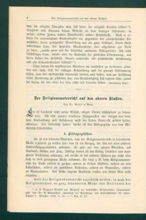 ¬Der¬ Religionsunterricht auf den oberen Klassen