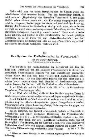 207-212, Das System der Freiheitsstrafen im Vorentwurf
