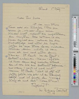 Brief an Hugo Sieker