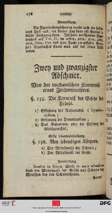 Zwey und zwanzigster Abschnitt