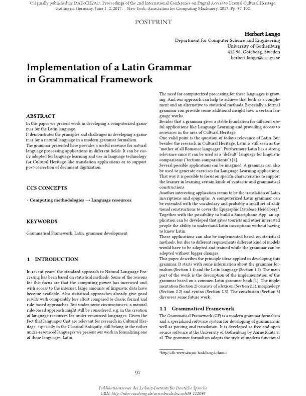 Implementation of a Latin grammar in grammatical framework