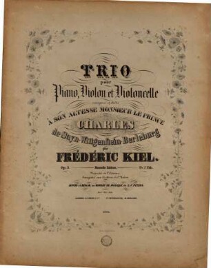 Trio pour piano, violon et violoncelle : op. 3