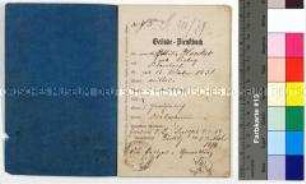 Gesindedienstbuch für Ottilie Haeckel geb. Liebig aus Petersdorf als Kinderfrau, Küchenmädchen, Wirtschafterin und Köchin