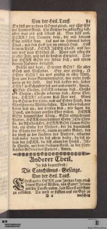 Anderer Theil. In sich begreiffend: Die Catechismus-Gesänge.