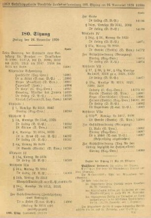 180. Sitzung. Freitag den 26. November 1920