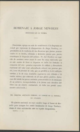 Homenaje á Jorge Newbery : Discursos en su tumba