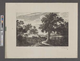 [Waldlandschaft mit Fluss, Hirten und Gehöft]