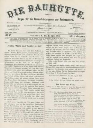 No. 17. Frankfurt a. M., den 27. April 1907. 50. Jahrgang.