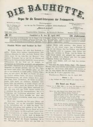 No. 17. Frankfurt a. M., den 27. April 1907. 50. Jahrgang.